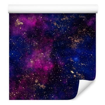 Tapeta z akvarelno galaksijo, temno modra, indigo, sliva in vijolična, 50x1000 cm