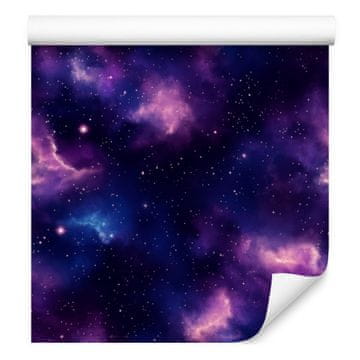 Akvarelna tapeta Galaxy v mornarsko modri, indigo, vijolični in modri barvi 50x1000 cm