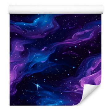 Akvarelna tapeta Galaxy v mornarsko modri, indigo, modri in vijolični barvi 50x1000 cm