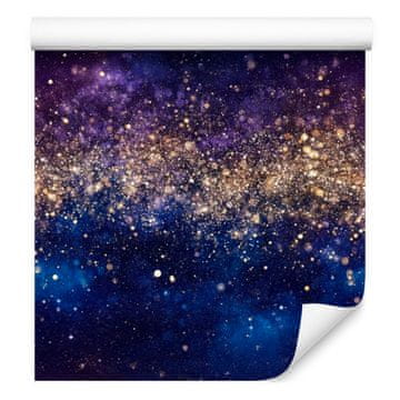 Fototapeta z akvarelno galaksijo, temno modra, indigo in sliva, 50x1000 cm