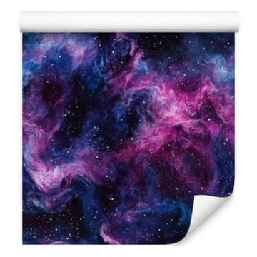 Akvarelna tapeta Galaxy v mornarsko modri, vijolični, indigo in modri barvi 50x1000 cm