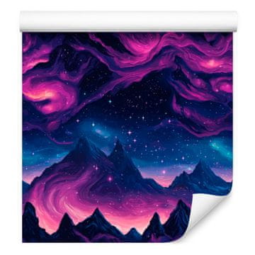 Fototapeta z akvarelno galaksijo, mornarsko modra, vijolična in indigo, 50x1000 cm