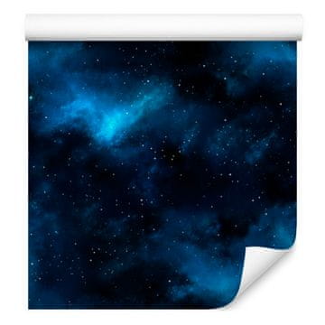 Akvarelna tapeta Galaxy v mornarsko modri, črni, modri in azurni barvi 50x1000 cm