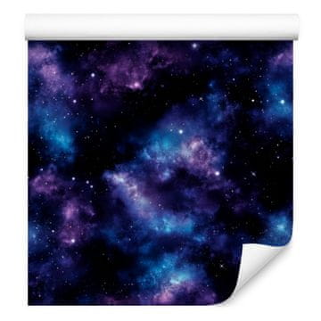 Akvarelna tapeta Galaxy v mornarsko modri, črni, modri in indigo barvi 50x1000 cm
