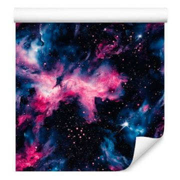 Akvarelna tapeta Galaxy v mornarsko modri, črni, modri in vijolični barvi 50x1000 cm
