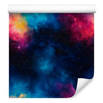 Tapeta z akvarelno galaksijo, temno modra, sliva in črna, 50x1000 cm