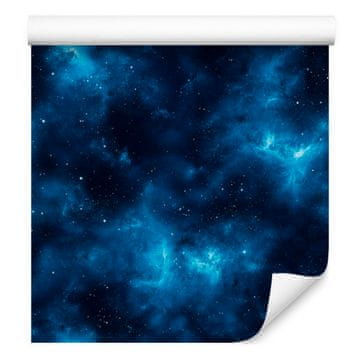 Akvarelna tapeta Galaxy v mornarsko modri, azurni in turkizni barvi 50x1000 cm