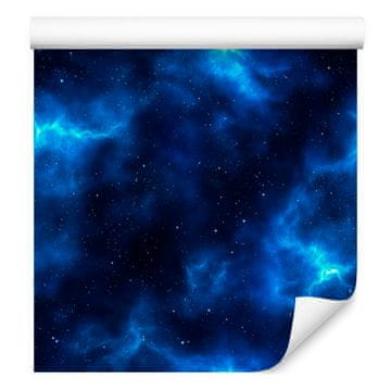 Tapeta z akvarelno galaksijo, mornarsko modra, azurno in črna, 50x1000 cm