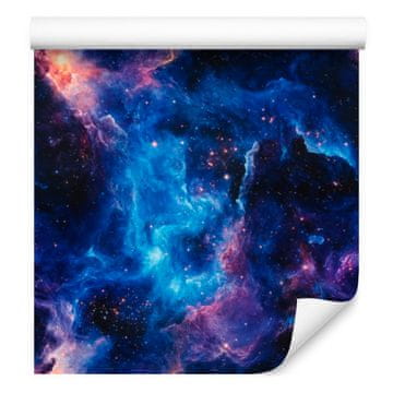 Akvarelna tapeta Galaxy v mornarsko modri, vijolični in azurni barvi 50x1000 cm
