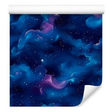 Fototapeta z akvarelno galaksijo, mornarsko modra, vijolična in indigo, 50x1000 cm