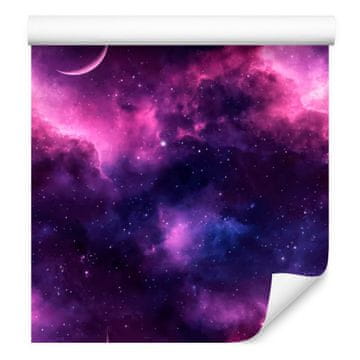 Akvarelna tapeta Galaxy v indigo, vijolični, slivovi in temno modri barvi 50x1000 cm