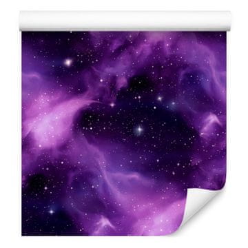 Akvarelna tapeta Galaxy v indigo, vijolični, sivkini in črni barvi 50x1000 cm