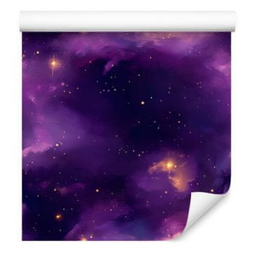 Akvarelna tapeta Galaxy v indigo, vijolični, mornarsko modri in slivovi barvi 50x1000 cm