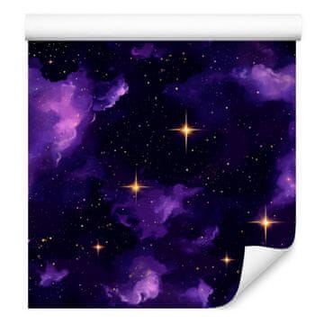 Akvarelna tapeta Galaxy v indigo, vijolični, mornarsko modri in črni barvi 50x1000 cm