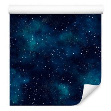 Akvarelna tapeta Galaxy v mornarsko modri in turkizni barvi, mornarsko modro ozadje 50x1000 cm