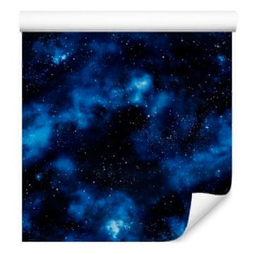 Akvarelna tapeta Galaxy v mornarsko modri in črni barvi za dnevno sobo in spalnico 50x1000