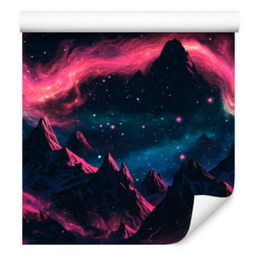 Akvarelna tapeta Galaxy v mornarsko modri in bordo barvi za dnevno sobo in spalnico 50x1000