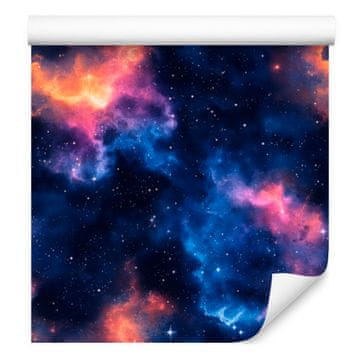 Akvarelna tapeta Galaxy mornarsko modra, slivovo ozadje 50x1000 cm