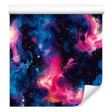 Akvarelna tapeta Galaxy v mornarsko modri in modri barvi, indigo ozadje 50x1000 cm