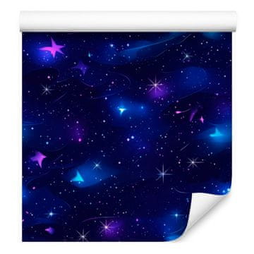 Akvarelna tapeta galaksije v mornarsko modri in modri barvi, brezplačna postavitev 50x1000 cm