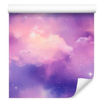 Akvarelna tapeta Galaxy, vijolična, sivkino središče, 50x1000 cm