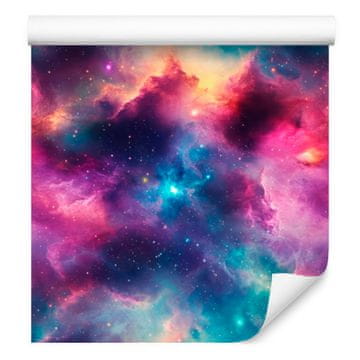 Akvarelna tapeta z galaksijo, vijolična, modra sredina, 50x1000 cm