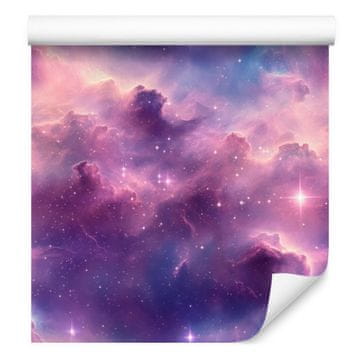 Fototapeta z akvarelno galaksijo v vijolični, pudrasto roza in modri barvi 50x1000 cm