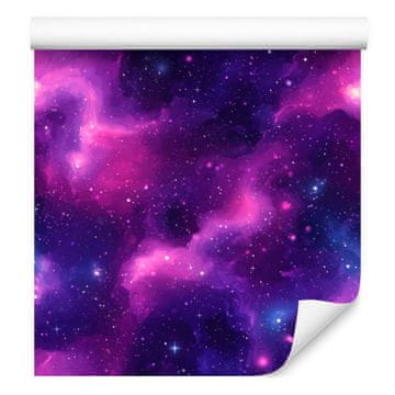 Fototapeta z akvarelno galaksijo vijolična, indigo in modra 50x1000 cm
