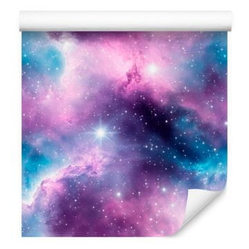 Fototapeta z akvarelno galaksijo v vijolični, modri, sivkini in azurni barvi 50x1000 cm