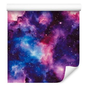 Fototapeta z akvarelno galaksijo v vijolični, modri, indigo in slivovi barvi 50x1000 cm