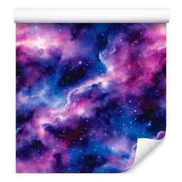 Fototapeta z akvarelno galaksijo v vijolični, modri, mornarsko modri in indigo barvi 50x1000 cm