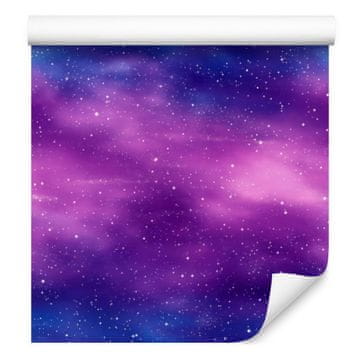 Fototapeta z akvarelno galaksijo v vijolični, modri in sivkini barvi 50x1000 cm