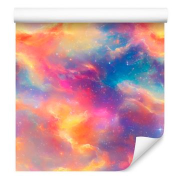 Fototapeta z akvarelno galaksijo v vijolični, modri in breskovi barvi 50x1000 cm