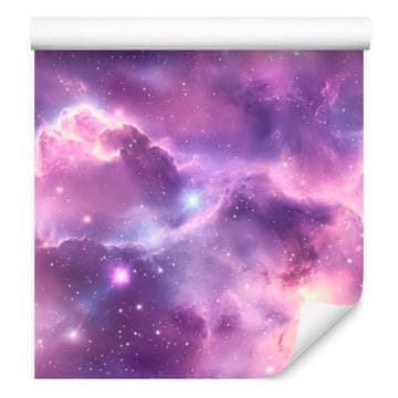 Akvarelna tapeta Galaxy, vijolična in sivka, mehke oblike, 50x1000 cm