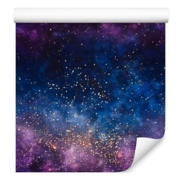 Tapeta z akvarelno galaksijo, mornarsko modra in indigo, 50x1000 cm