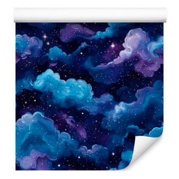 Akvarelna tapeta Galaxy v mornarsko modri in vijolični barvi 50x1000 cm