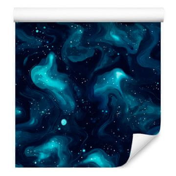 Akvarelna tapeta Galaxy, temno modra in turkizna, mehke oblike 50x1000 cm