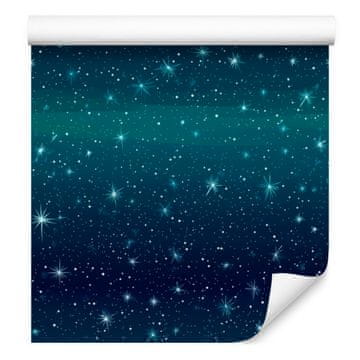 Akvarelna tapeta Galaxy, mornarsko modra in turkizna, drobni detajli 50x1000 cm