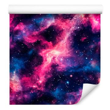 Akvarelna tapeta Galaxy v mornarsko modri in vijolični barvi za dnevno sobo in spalnico 50x1000