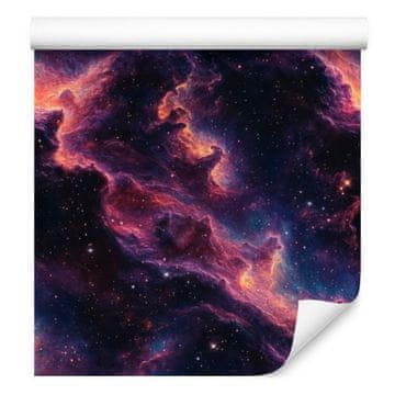 Akvarelna tapeta Galaxy v mornarsko modri in indigo barvi, vijolično ozadje 50x1000 cm