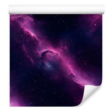 Akvarelna tapeta Galaxy v mornarsko modri in indigo barvi, vijolično ozadje 50x1000 cm