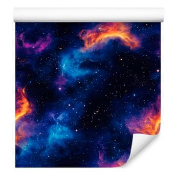 Akvarelna tapeta Galaxy v mornarsko modri in mornarsko modri barvi, prozorni detajli 50x1000 cm