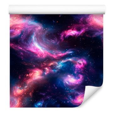 Akvarelna tapeta z galaksijo, temno modra in vijolična, vijolično ozadje, 50x1000 cm