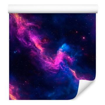 Akvarelna tapeta Galaxy v mornarsko modri in vijolični barvi, mehke oblike 50x1000 cm