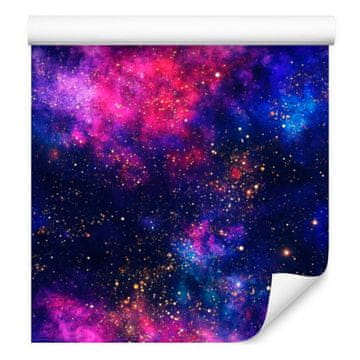 Akvarelna tapeta Galaxy v mornarsko modri in vijolični barvi za dnevno sobo in spalnico 50x1000