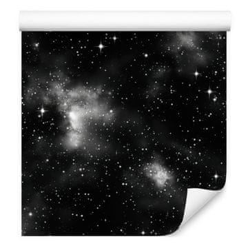 Akvarelna tapeta Galaxy črne in grafitne barve za dnevno sobo in spalnico 50x1000