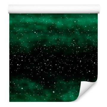 Akvarelna tapeta Galaxy v steklenično zeleno-črni barvi 50x1000 cm