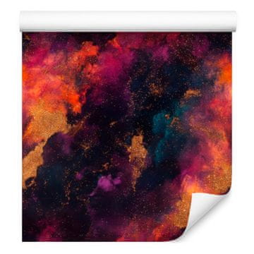 Ozadje Watercolor Galaxy v bordo in slivovi barvi za dnevno sobo in spalnico 50x1000