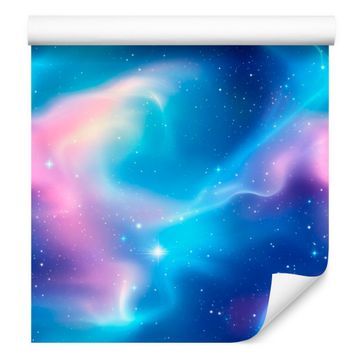 Akvarelna tapeta Galaxy modra, azurna in sivka 50x1000 cm
