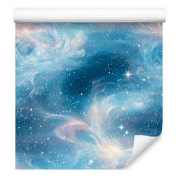 Akvarelna tapeta Galaxy modra, azurna in svetlo siva 50x1000 cm